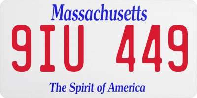 MA license plate 9IU449