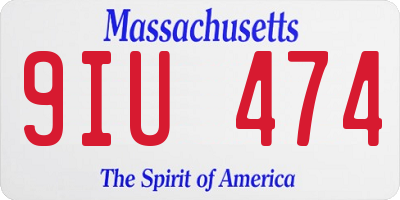 MA license plate 9IU474