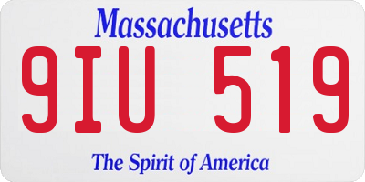 MA license plate 9IU519
