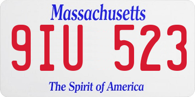 MA license plate 9IU523