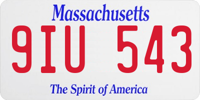 MA license plate 9IU543