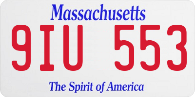 MA license plate 9IU553