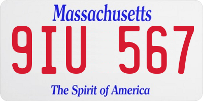 MA license plate 9IU567