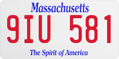 MA license plate 9IU581