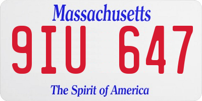 MA license plate 9IU647