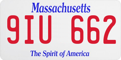 MA license plate 9IU662