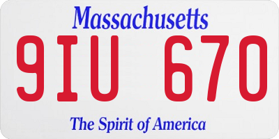 MA license plate 9IU670