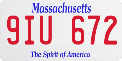 MA license plate 9IU672