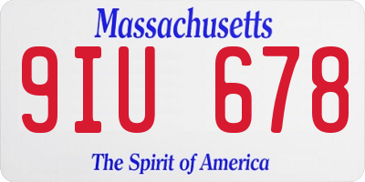 MA license plate 9IU678