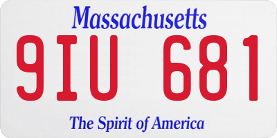 MA license plate 9IU681