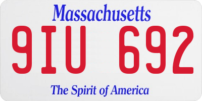 MA license plate 9IU692