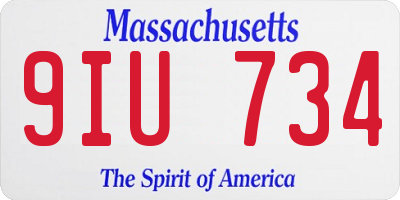 MA license plate 9IU734