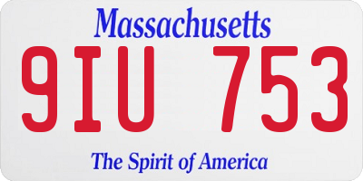 MA license plate 9IU753