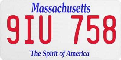 MA license plate 9IU758