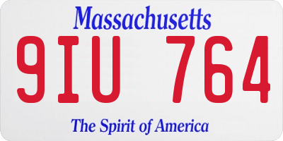 MA license plate 9IU764