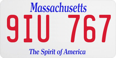 MA license plate 9IU767