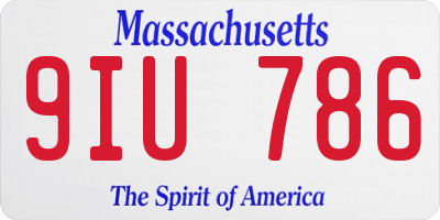 MA license plate 9IU786