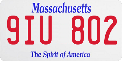 MA license plate 9IU802