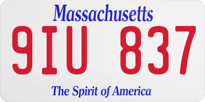 MA license plate 9IU837