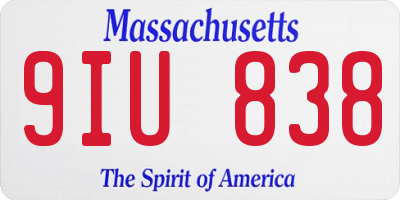 MA license plate 9IU838