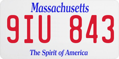 MA license plate 9IU843