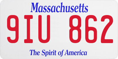 MA license plate 9IU862