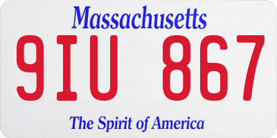 MA license plate 9IU867