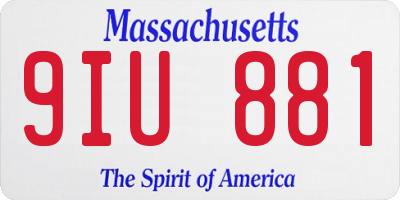 MA license plate 9IU881