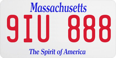 MA license plate 9IU888