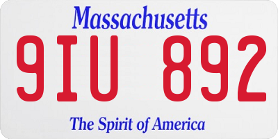 MA license plate 9IU892