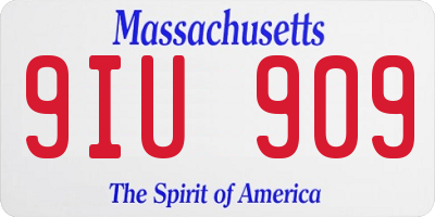 MA license plate 9IU909
