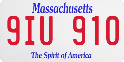 MA license plate 9IU910