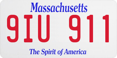 MA license plate 9IU911