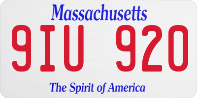 MA license plate 9IU920