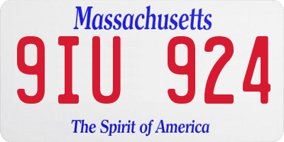 MA license plate 9IU924