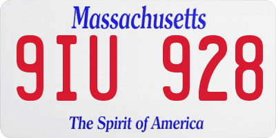 MA license plate 9IU928