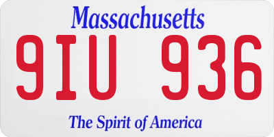 MA license plate 9IU936