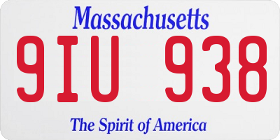 MA license plate 9IU938
