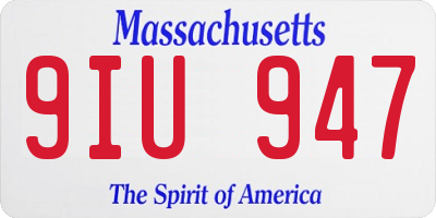 MA license plate 9IU947