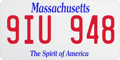 MA license plate 9IU948