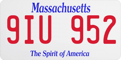 MA license plate 9IU952