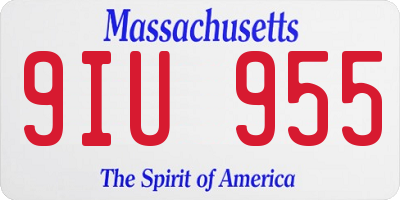 MA license plate 9IU955