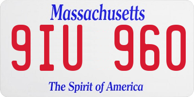 MA license plate 9IU960
