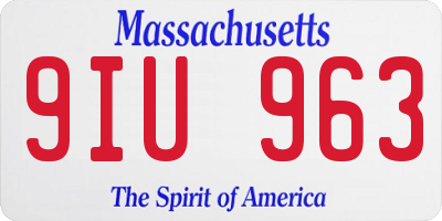 MA license plate 9IU963