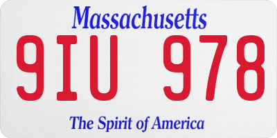 MA license plate 9IU978