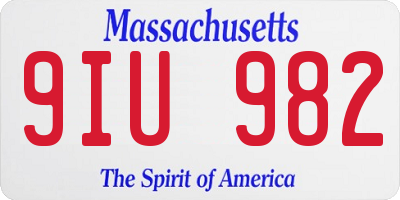 MA license plate 9IU982