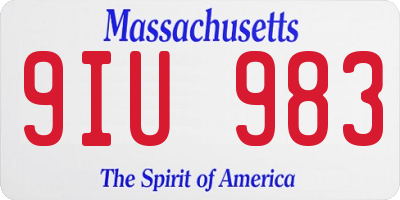 MA license plate 9IU983