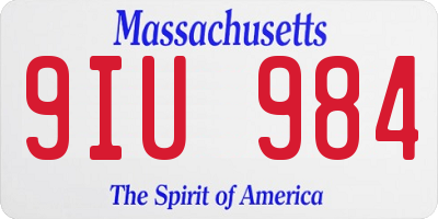 MA license plate 9IU984