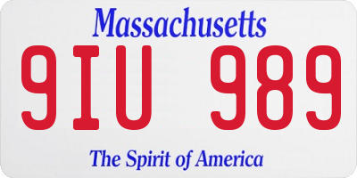 MA license plate 9IU989