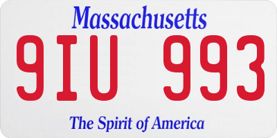 MA license plate 9IU993